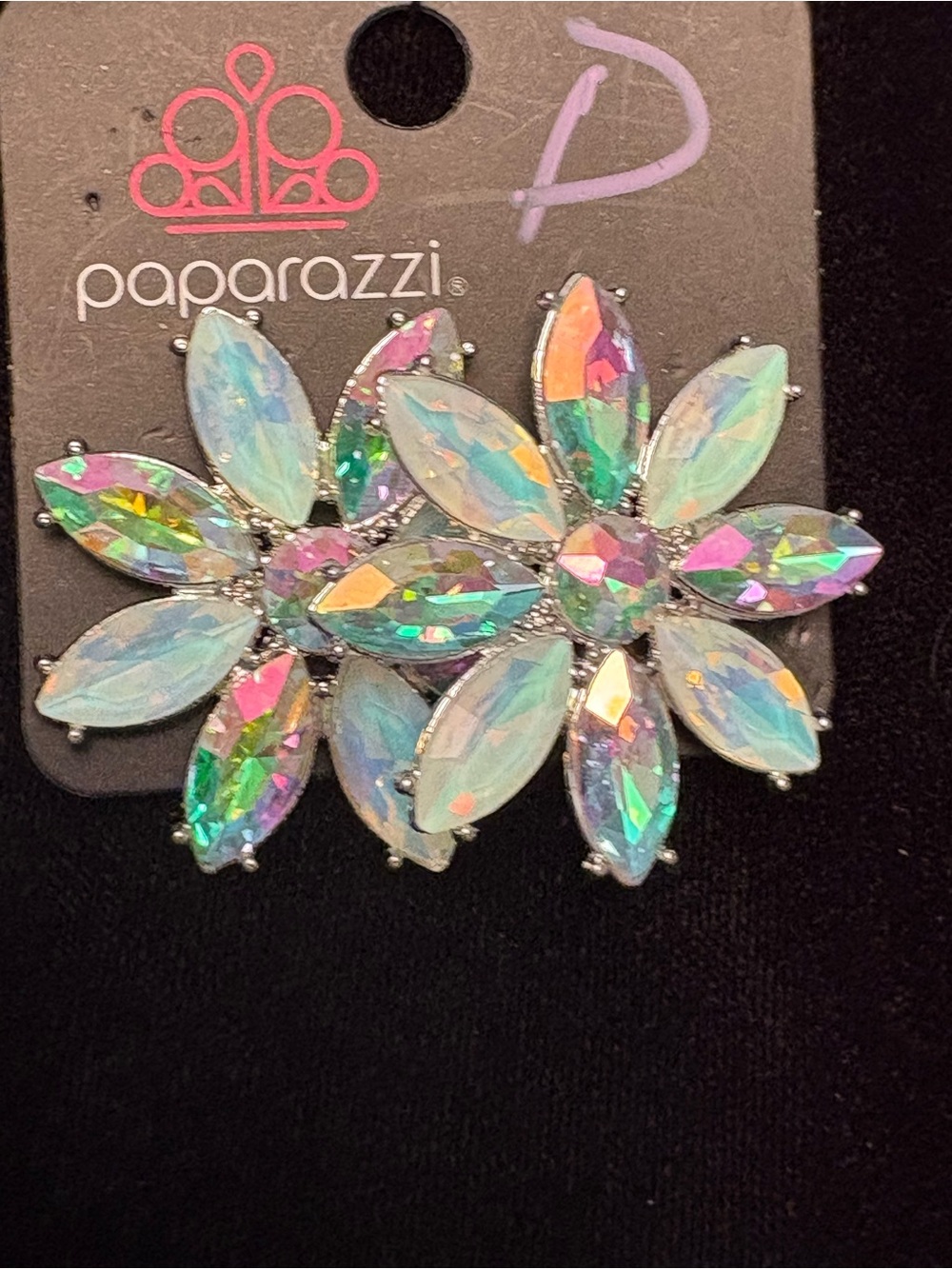 Paparazzi Iridescent Aurora Floral Statement Clasp Earrings - White Multicolor